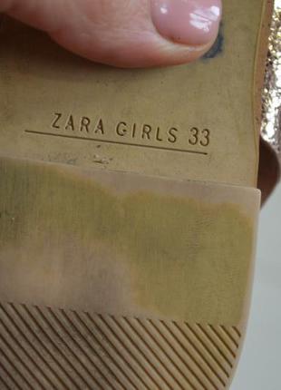 33 размер фирменные золотые босоножки сандалии zara girls10 фото