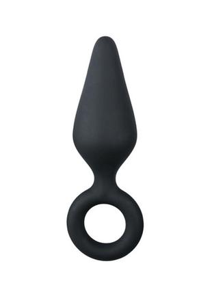 Et214blk анальная пробка со стоппером-кольцом easytoys, силиконовая, чёрная, 8.5 х 2.5 см  18+