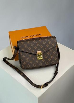 Сумка кросс боді premium lv pochette metis shoulder bag brown leather monogram reverse coated