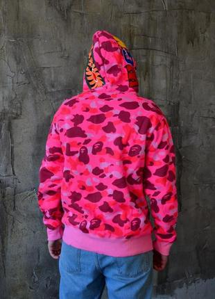 bape shark pink camo zip hoodie gathered 2215