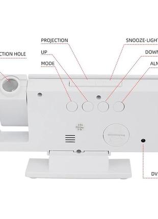Часы с проэктором с датчиком температуры и будильником №19193 фото