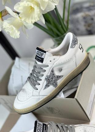 Белые кожаные кроссовки в стиле golden goose3 фото