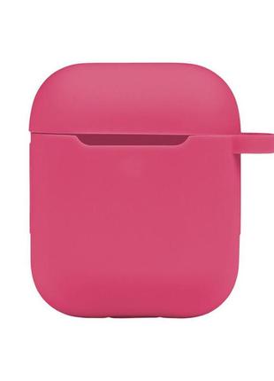 Чехол с карабином silicone case airpods 1 / airpods 2 shiny pink