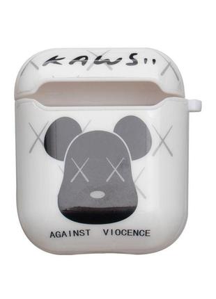 Футляр для наушников airpods glossy brand kaws white