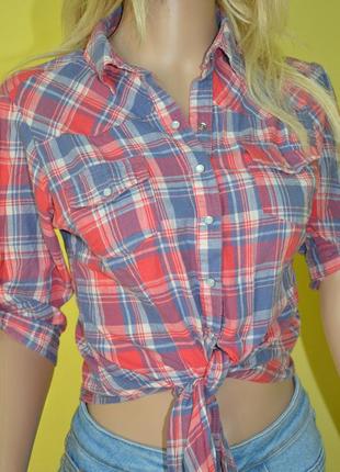 Рубашка на завязках на заклепках в квадратик сорочка на зав'язках new look4 фото