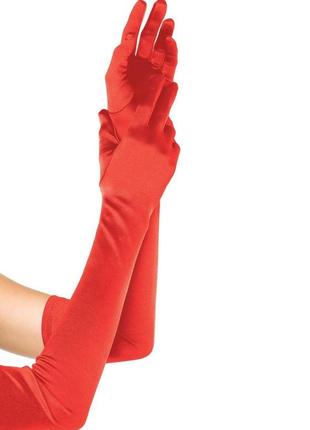 Довгі рукавички leg avenue extra long satin gloves red  кітті