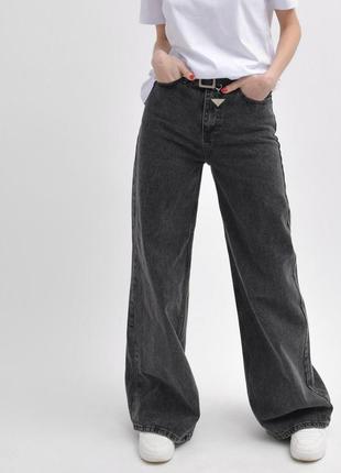Джинсы wide leg цвета графит
