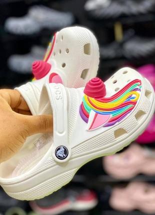 Крокс класік дитячі білі единоріг crocs kids classic i am unicorn white2 фото