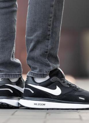 Мужские замшевые, черные с белым, стильные кроссовки nike air zoom black white. 40-44 гг. 0861 ал5 фото