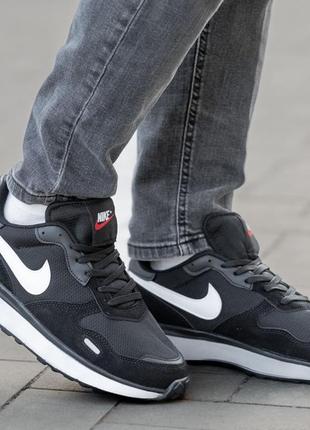 Мужские замшевые, черные с белым, стильные кроссовки nike air zoom black white. 40-44 гг. 0861 ал7 фото