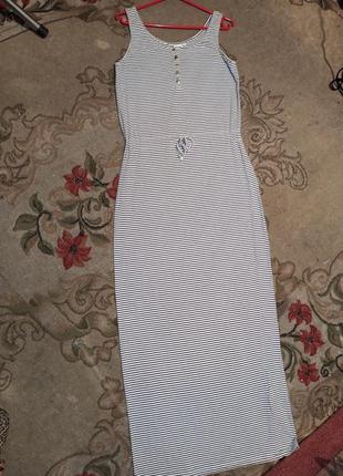 Натуральное-стрейч,трикотажное,длинное-в пол,бохо,платье-сарафан в полоску,object6 фото