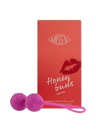 Вагинальные шарики рельефные honeybuns pretty violet miss v, розовые  18+