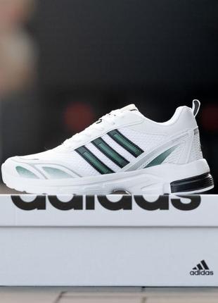 Мужские текстильные, белые с зеленым, стильные кроссовки adidas supernova. 40-44 гг. 0862 ал деми1 фото