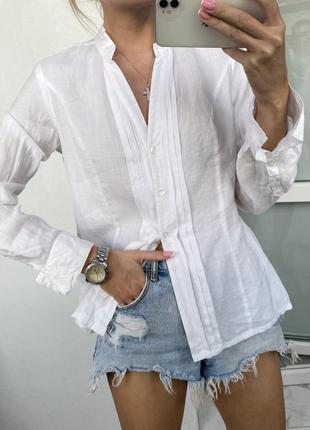 Льняна біла сорочка блуза льон рами кропива h&amp;m3 фото
