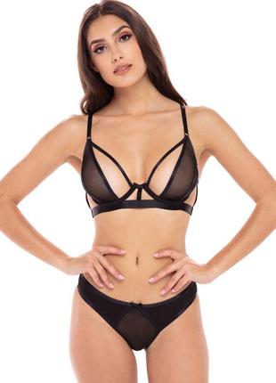 Комплект белья new in town 2 pc bra set black, s/m  18+