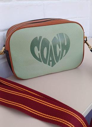 Мультиколор жіноча шкіряна бредована сумка coach