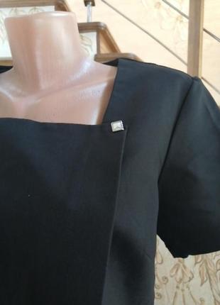 Черная классическая костюмная блуза/рубашка на замке3 фото