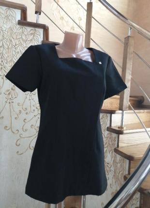 Черная классическая костюмная блуза/рубашка на замке2 фото