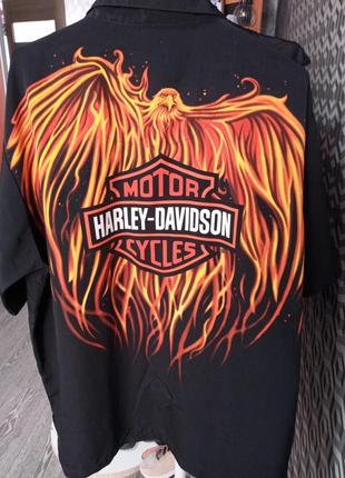 Мужская рубашка harley davidson на пуговицах flame 2xl2 фото