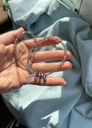 Чокер из хрусталя и бисера прозрачный графитовый ожерелье из бусин9 фото