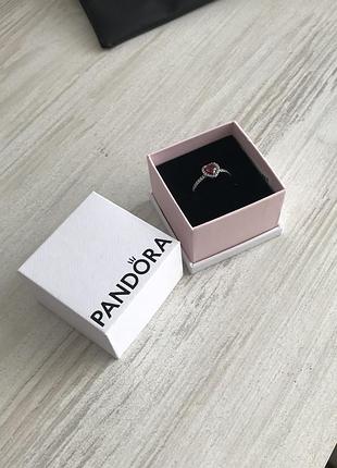 Серебряная кольца pandora- пандора «красное сердце»