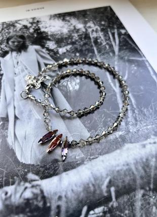 Чокер из хрусталя и бисера прозрачный графитовый ожерелье из бусин2 фото
