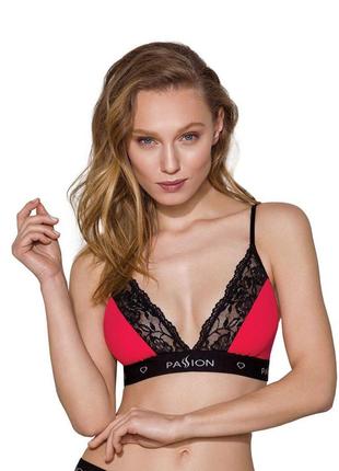 Еластичний топ з мереживом passion ps001 top red-black, size xl
