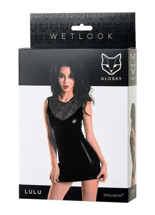 Плаття glossy lulu з матеріалу wetlook, чорне  18+