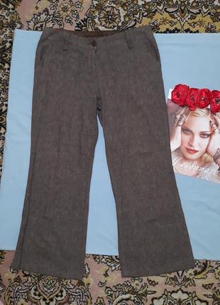 Штаны брюки женские размер 50 / 16 не стрейчевые 100 % лен палацо2 фото