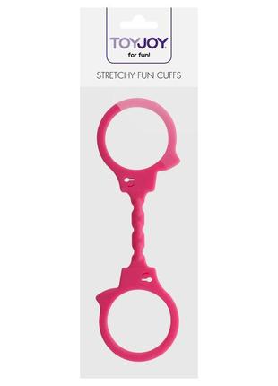 Розовые наручники эластичные toyjoy, силиконовые