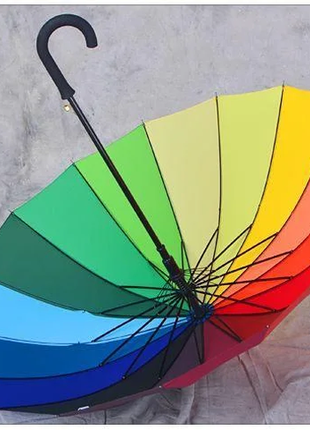 Зонт жіночий веселка / парасоля жіноча на 16 карбонових спиць! парасолька