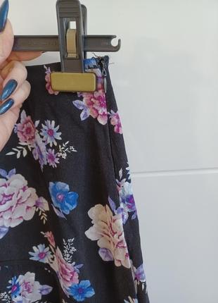 Мини юбка цветочный принт с воланом5 фото