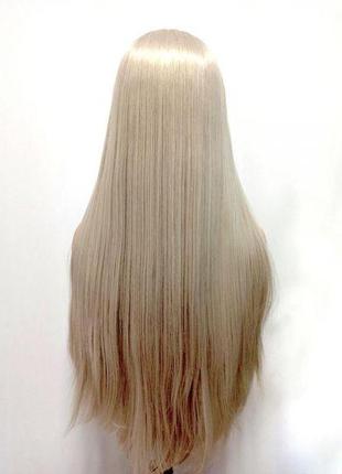 Парик zadira платиновый блонд c челкой женский длинный прямой 18+2 фото