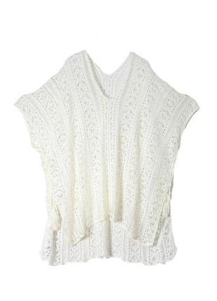 White crochet knitted tassel tie kimono beachwear 18+2 фото