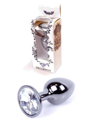 Анальна пробка - jewellery dark silver plug clear 18+