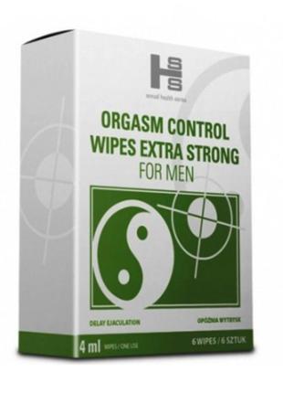 Серветки для відтермінування еякуляції orgasm control wipes, 6 шт. 18+