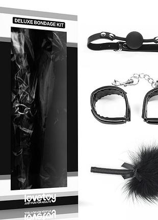 Набор для сексуальных бдсм игр deluxe bondage kit (кляп, наручники, тиклер)  китти