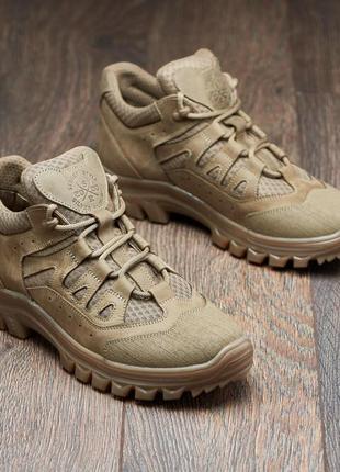 Тактические женские летние кроссовки из натуральной кожи и сетки койот 01-1