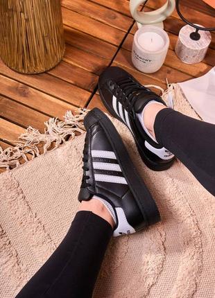 Adidas superstar black premium4 фото