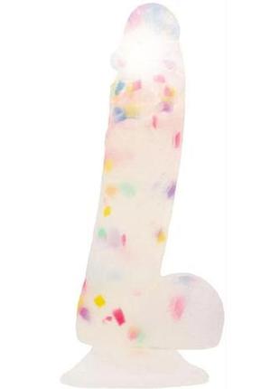 Фалоімітатор з конфетті addiction - party marty - 7.5 "- frost &confetti, 19 см, силікон  кітті