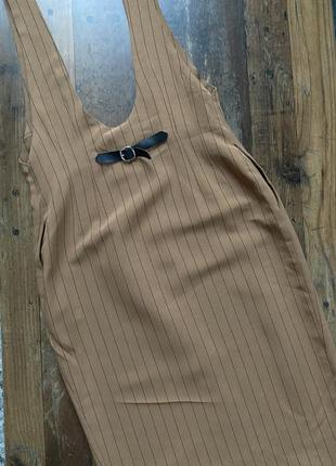 Французский винтажный сарафан платье миди на пуговицах в полоску nafta-line paris5 фото