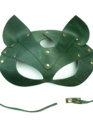 Преміум маска кішечки lovecraft, натуральна шкіра, зелена, подарункова упаковка кітті