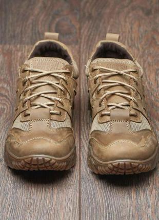 Тактические летние кроссовки койот из натуральной кожи и сетки, тактическая обувь4 фото