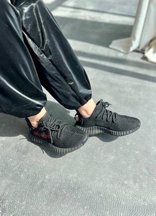 Крутые женские кроссовки adidas yeezy boost sply-350 black чёрные7 фото