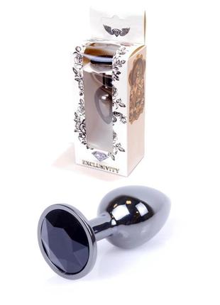 Анальна пробка - jewellery dark silver plug black китти