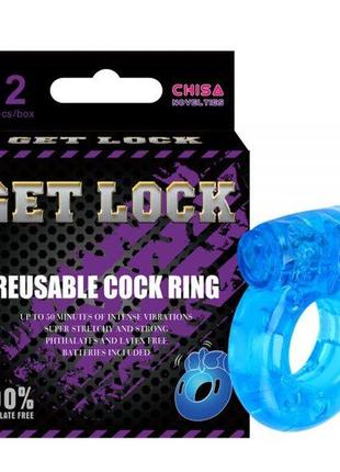 Голубые эрекционные кольца с клиторальным стимулятором vibrating cock rings-blue, 2 шт  китти