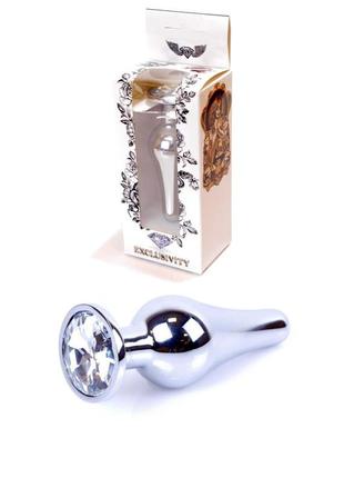 Анальна пробка - jewellery silver butt plug clear китти