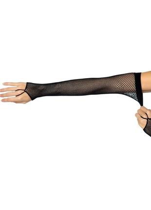 Перчатки в сеточку one size fishnet arm warmer gloves от leg avenue, черные  китти5 фото