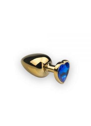 Анальний корок, gold heart sapphire, s