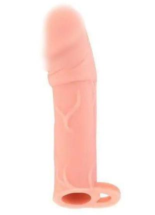 Насадка на член real body — real extender hugy з відкритою головкою та кільцем для мошонки кітті